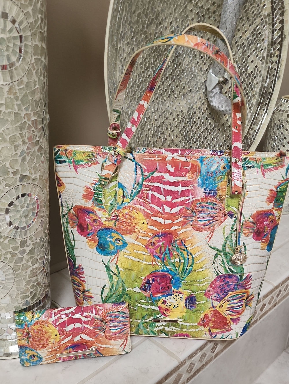 🧡💛 BRAHMIN EZRA SEALIFE TOTE & Matching ADY WALLET 💛🧡
